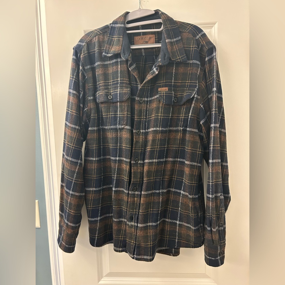Orvis Brown and Black Plaid Shirt